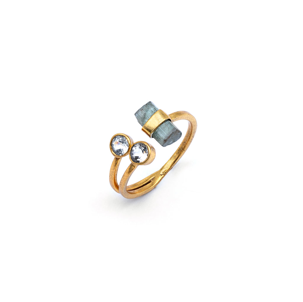 Silver Ring | Gold Plated | Gemstone Ring | Tourmaline | Topaz | Hand Crafted Ring