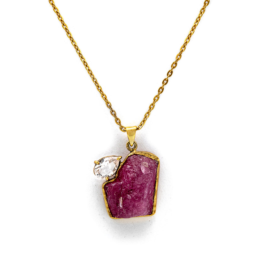 Ruby Necklace| Silver Necklace| Gemstone Necklace| Handmade | Gold Plated