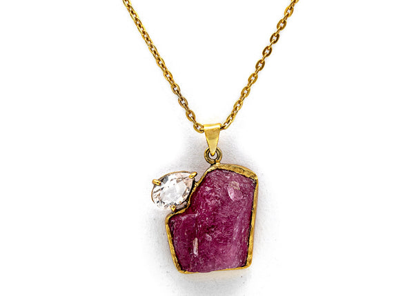 Ruby Necklace| Silver Necklace| Gemstone Necklace| Handmade | Gold Plated