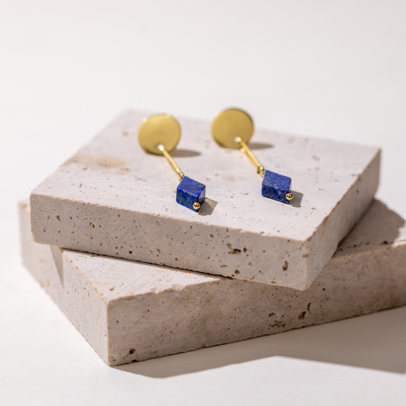 Sitar - Natural Lapis Lazuli Earrings