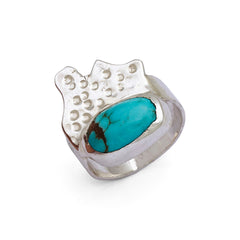 Noor Ara - Turquoise Silver Ring from Jahan by Orah Jewels