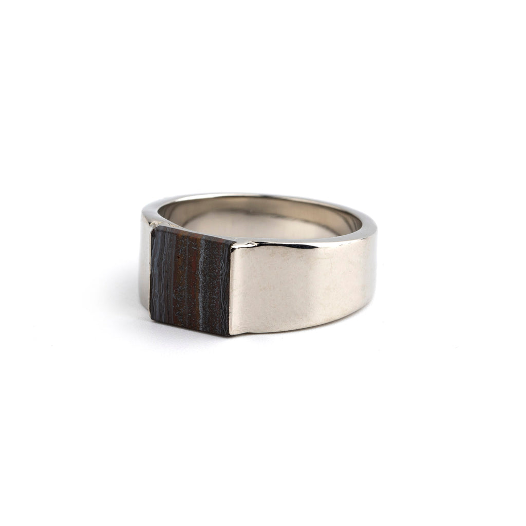 Obsidian - Tiger Iron Silver Ring for Men