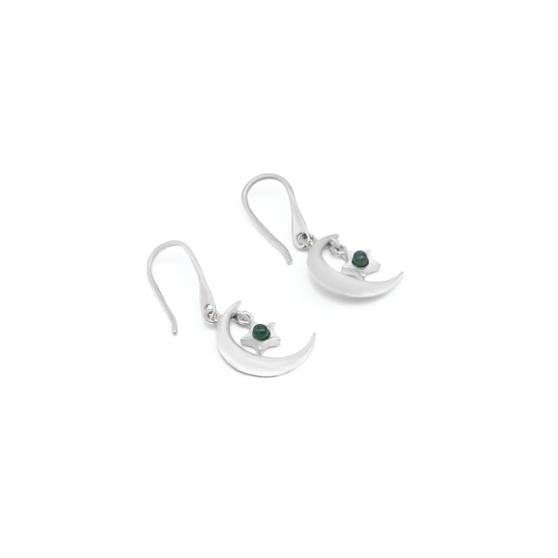 Silver nephrite Earring Cresent