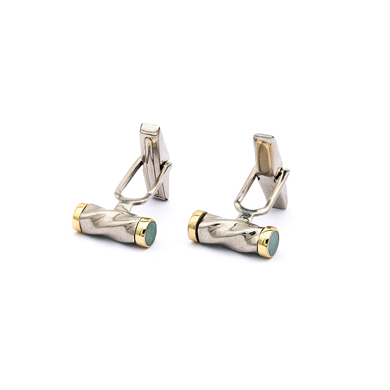 Bihjan - Aventurine Silver Cufflinks for Men