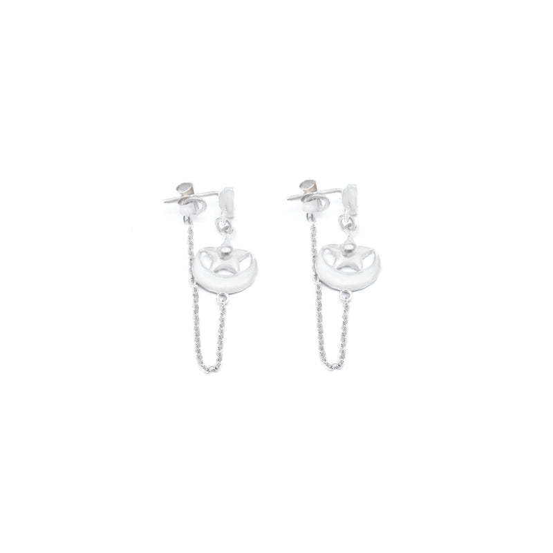 Pehchaan Crescent Earring - Silver Topaz Earrings