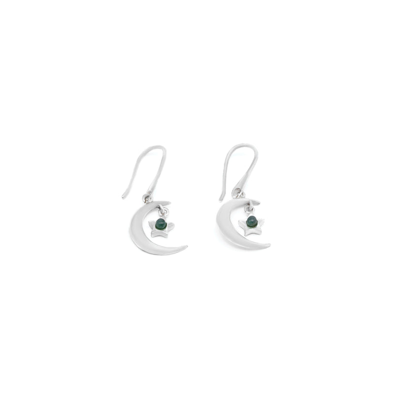 Silver nephrite Earring Cresent