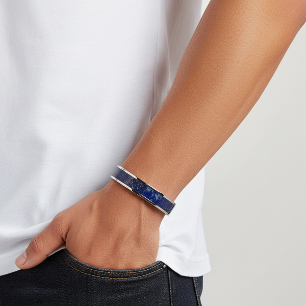 Opulent Orbits - Natural Lapis Lazuli Bangle