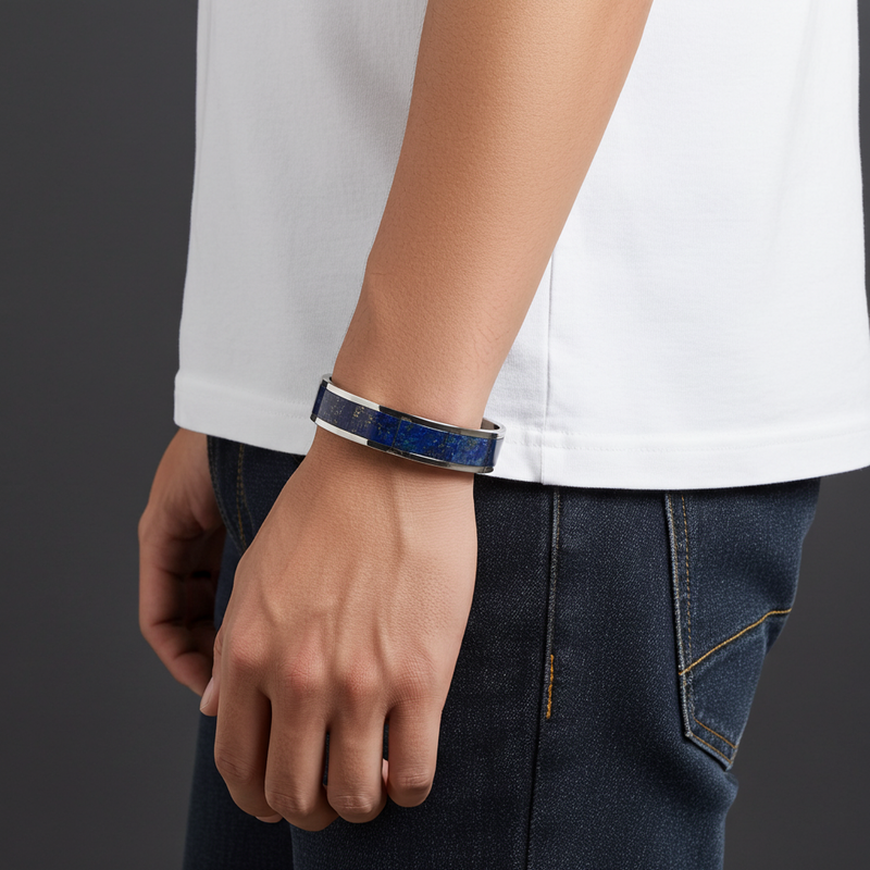 Opulent Orbits - Natural Lapis Lazuli Bangle
