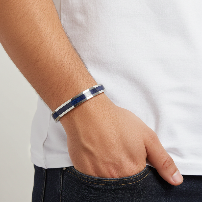 Regal Reverie - Natural Lapis Lazuli Bangle
