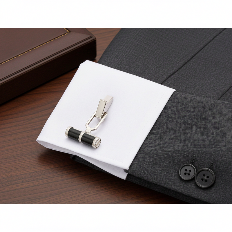Black Jasper Silver Cufflinks