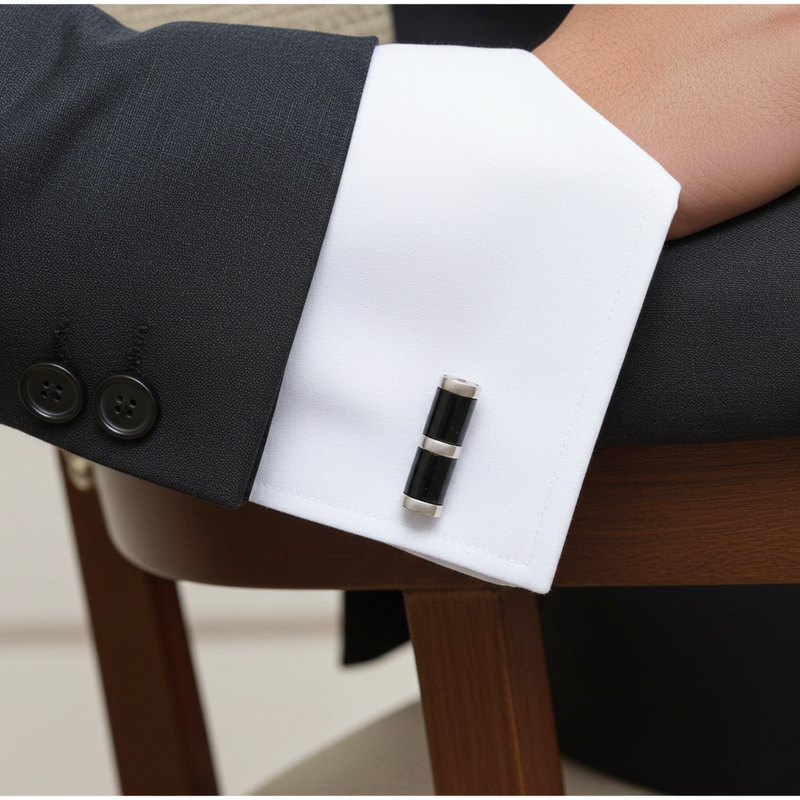 Black Jasper Silver Cufflinks