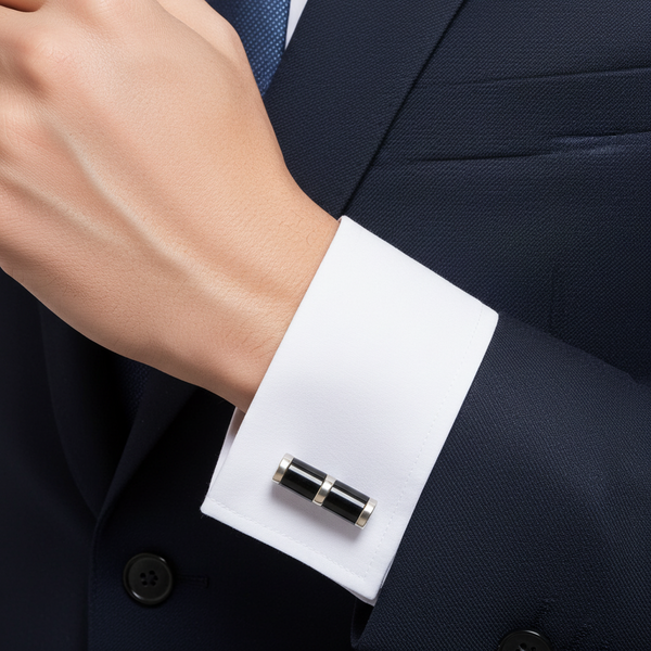 Black Jasper Silver Cufflinks
