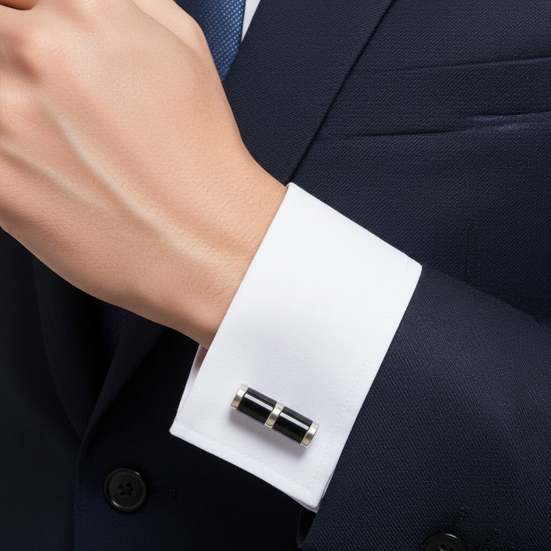 Black Jasper Silver Cufflinks