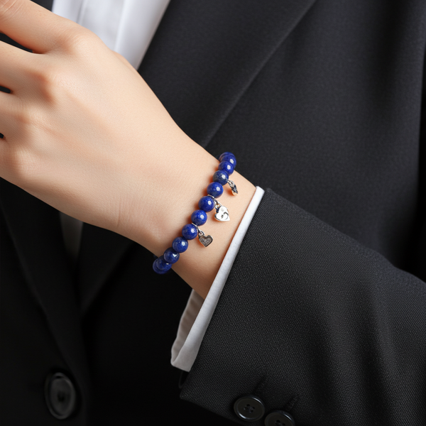 Deep Blue Halo - Silver Lapis Lazuli Bracelet