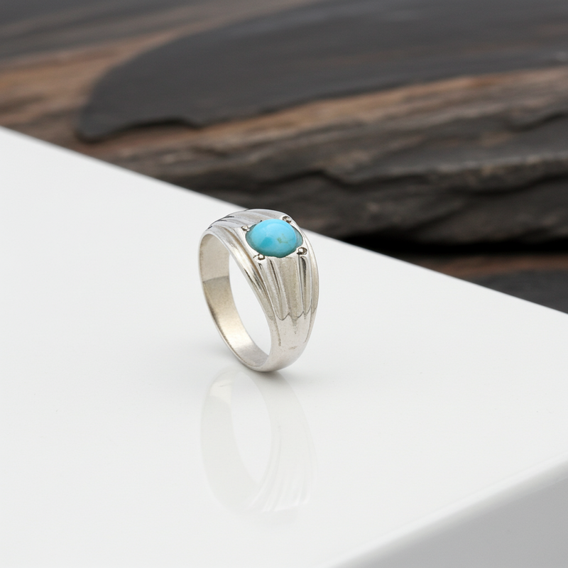Oceanic Whispers - Natural Turquoise Ring