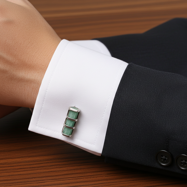 Aventurine Silver Cufflinks