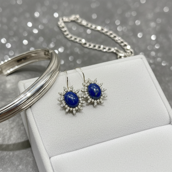 Azure Bloom - Silver Lapis Lazuli Earrings