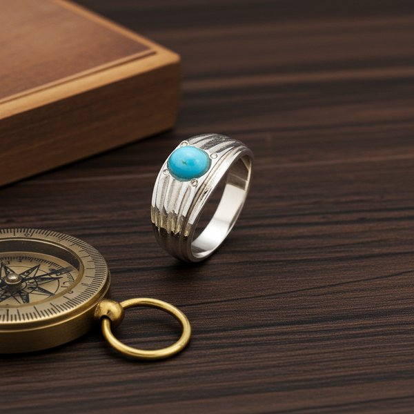 Oceanic Whispers - Natural Turquoise Ring