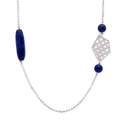 Silver Gold Plated Necklace| Lapis Lazuli Necklace| Gemstone Necklace| Handmade