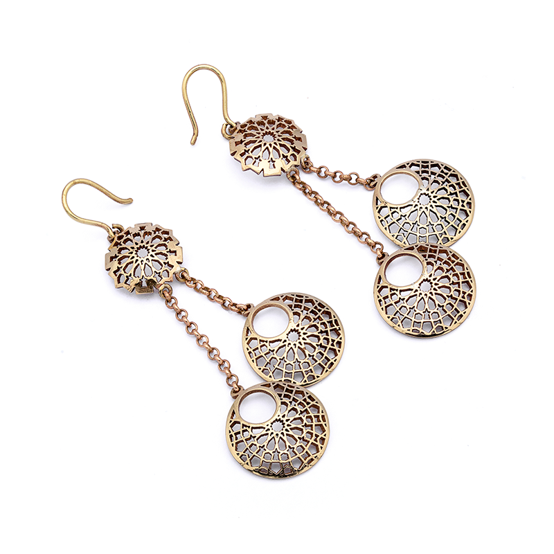 Brass Earrings | Islamic Geometric Patterns|
