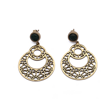 Load image into Gallery viewer, Brass Earrings| Nephrite Jade Earrings| Islamic Geometric Patterns| Pietra Dura
