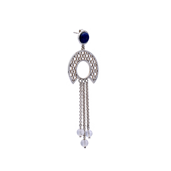 Silver Earrings| Lapis Lazuli Earrings| Islamic Geometric Patterns| Pietra Dura