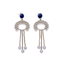 Load image into Gallery viewer, Silver Earrings| Lapis Lazuli Earrings| Islamic Geometric Patterns| Pietra Dura