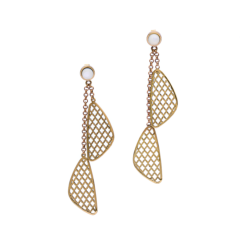 Brass Earrings| Pearl Earrings| Islamic Geometric Patterns| Pietra Dura