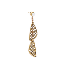 Load image into Gallery viewer, Brass Earrings| Pearl Earrings| Islamic Geometric Patterns| Pietra Dura