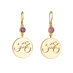 Amethyst earrings for women, brass earrings. ishq earrings