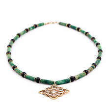 Load image into Gallery viewer, Aventurine Necklace | Brass Necklace | Geometric Pattern | Handmade
