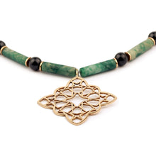 Load image into Gallery viewer, Aventurine Necklace | Brass Necklace | Geometric Pattern | Handmade