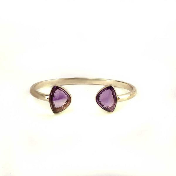 Gold plated silver cuff with fancy amethyst