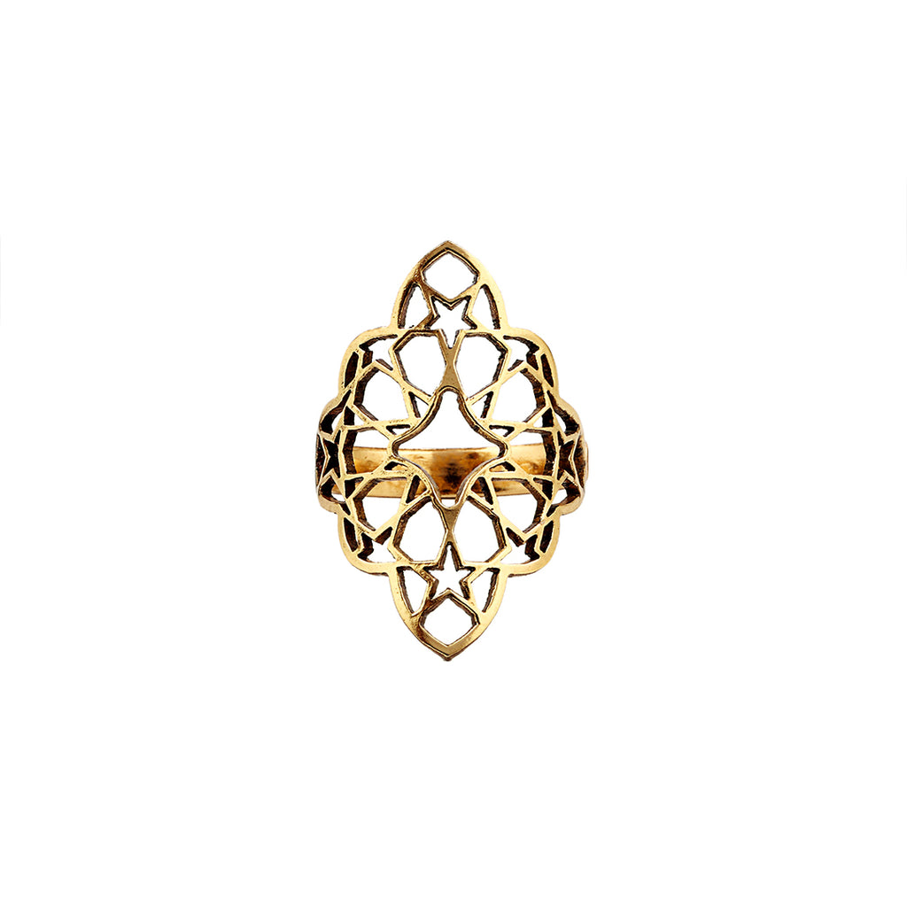  Brass Ring | Geometric Pattern | Adjustable