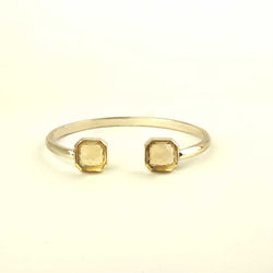 Gold plated silver cuff with fancy cut yellow citrine