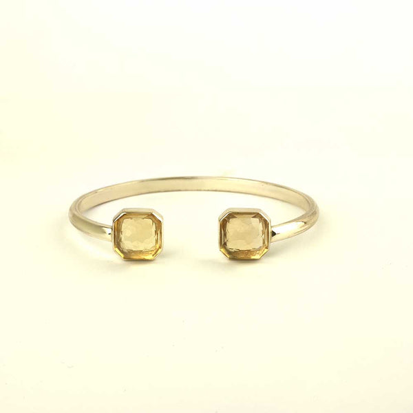 Gold plated silver cuff with fancy cut yellow citrine