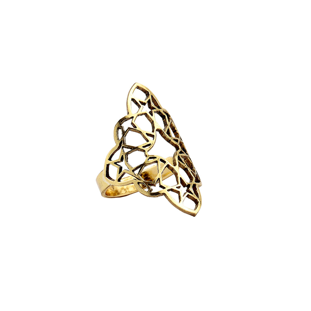  Brass Ring | Geometric Pattern | Adjustable