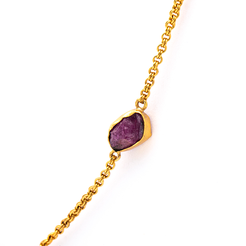 Silver Gold Plated Necklace| Ruby Necklace| Gemstone Necklace| Handmade