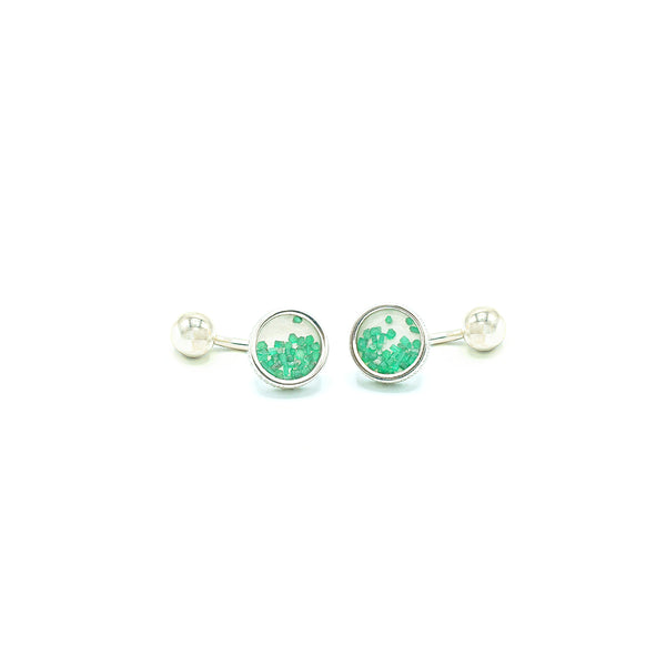 Silver Cufflinks| Emerald Cufflinks | Handmade