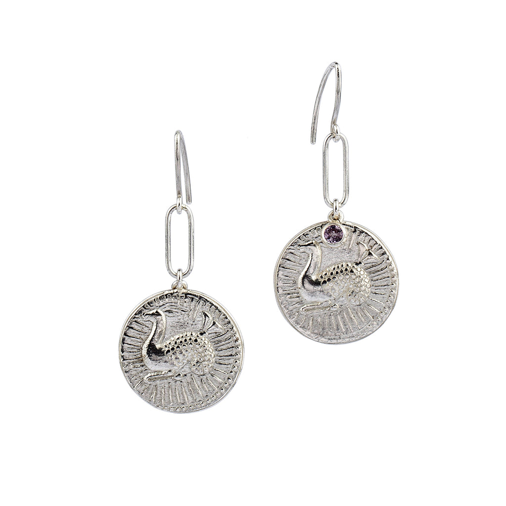 Mughal Zodiac Coin | Amethyst Earrings | Silver Earrings | Handmade