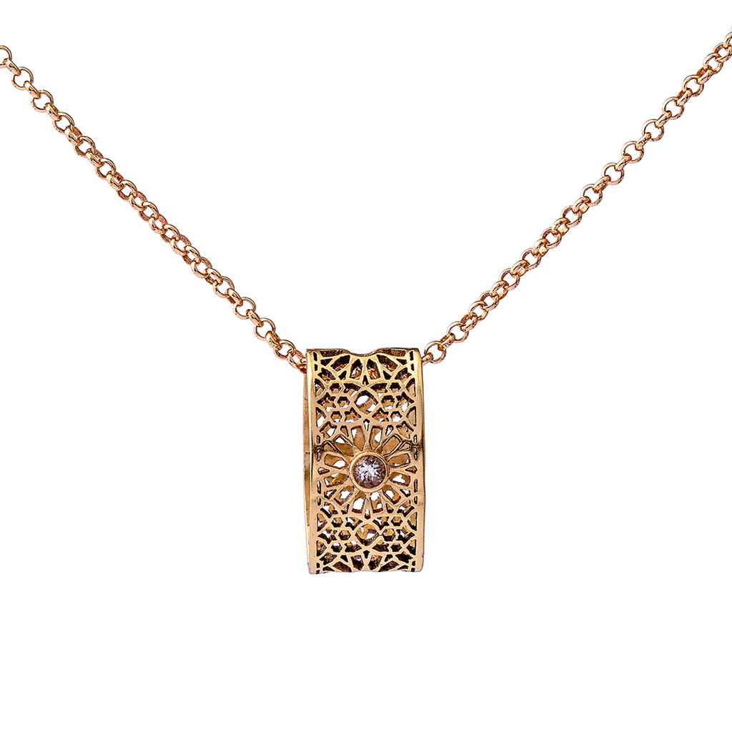 Topaz Necklace | Brass Necklace | Sheesh Mahal | Geometric Patterns