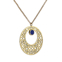 Load image into Gallery viewer, Lapis Lazuli Pendant| Brass Pendant| Pietra Dura| Geometric Patterns