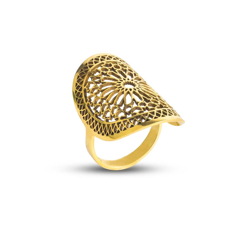Islamic geometric pattern brass ring for women