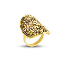Load image into Gallery viewer, Islamic geometric pattern brass ring for women