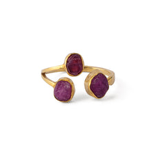 Load image into Gallery viewer, Radiant Ruby Trio - Silver Gold Plated Ring