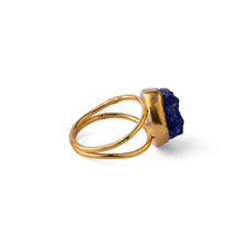 Load image into Gallery viewer, Celestial Stone - Rough Lapis Lazuli Ring with Silver Gold Plating