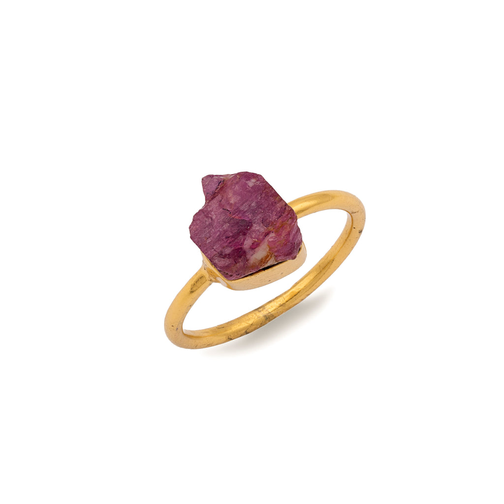 Regal Afghan - Ruby Encased in Silver Gold Plated Ring