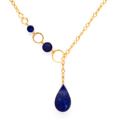 Silver Gold Plated Necklace| Lapis Lazuli Necklace| Gemstone Necklace| Handmade