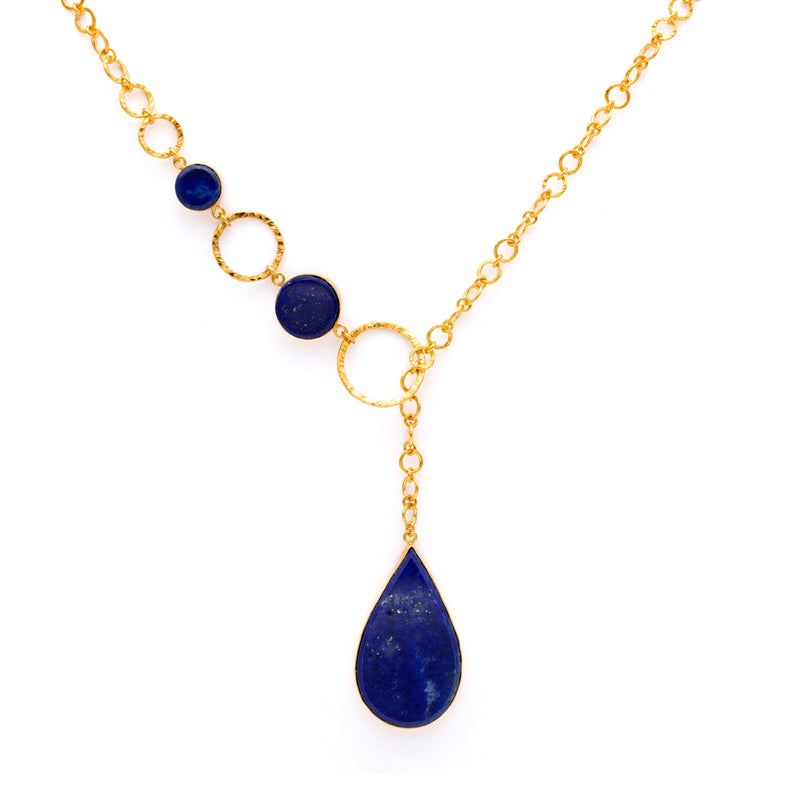 Silver Gold Plated Necklace| Lapis Lazuli Necklace| Gemstone Necklace| Handmade