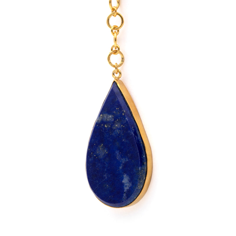 Silver Gold Plated Necklace| Lapis Lazuli Necklace| Gemstone Necklace| Handmade